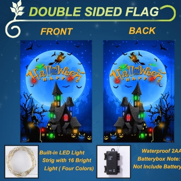 Halloween LED Lighted Outdoor Flag/Banner - Picture 3 of 8